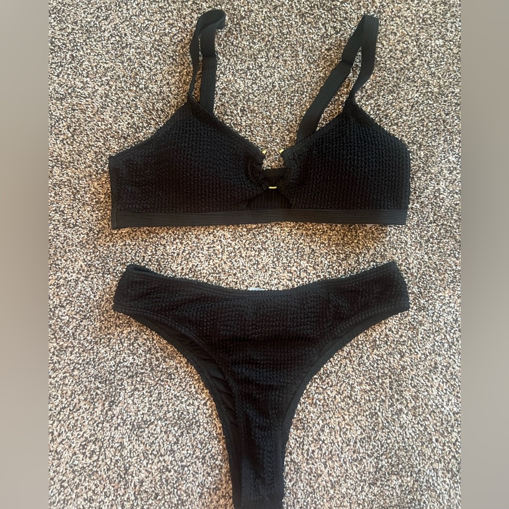 Black Textured Bikini Set-Never worn